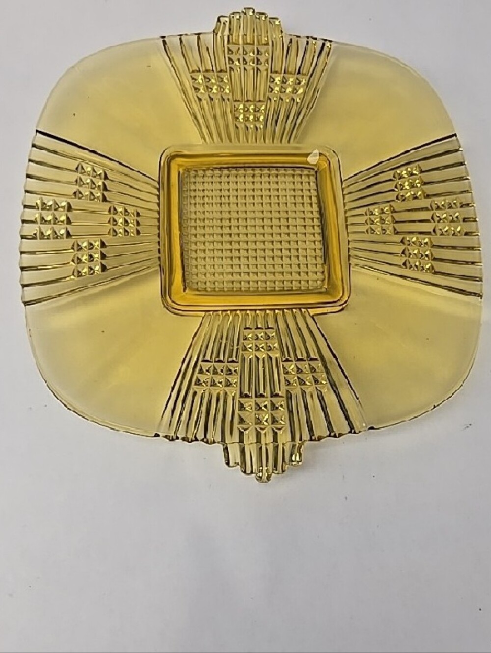 Vintage Imperial Glass Golden Amber Art Deco Glass Plate - Picture 5 of 6